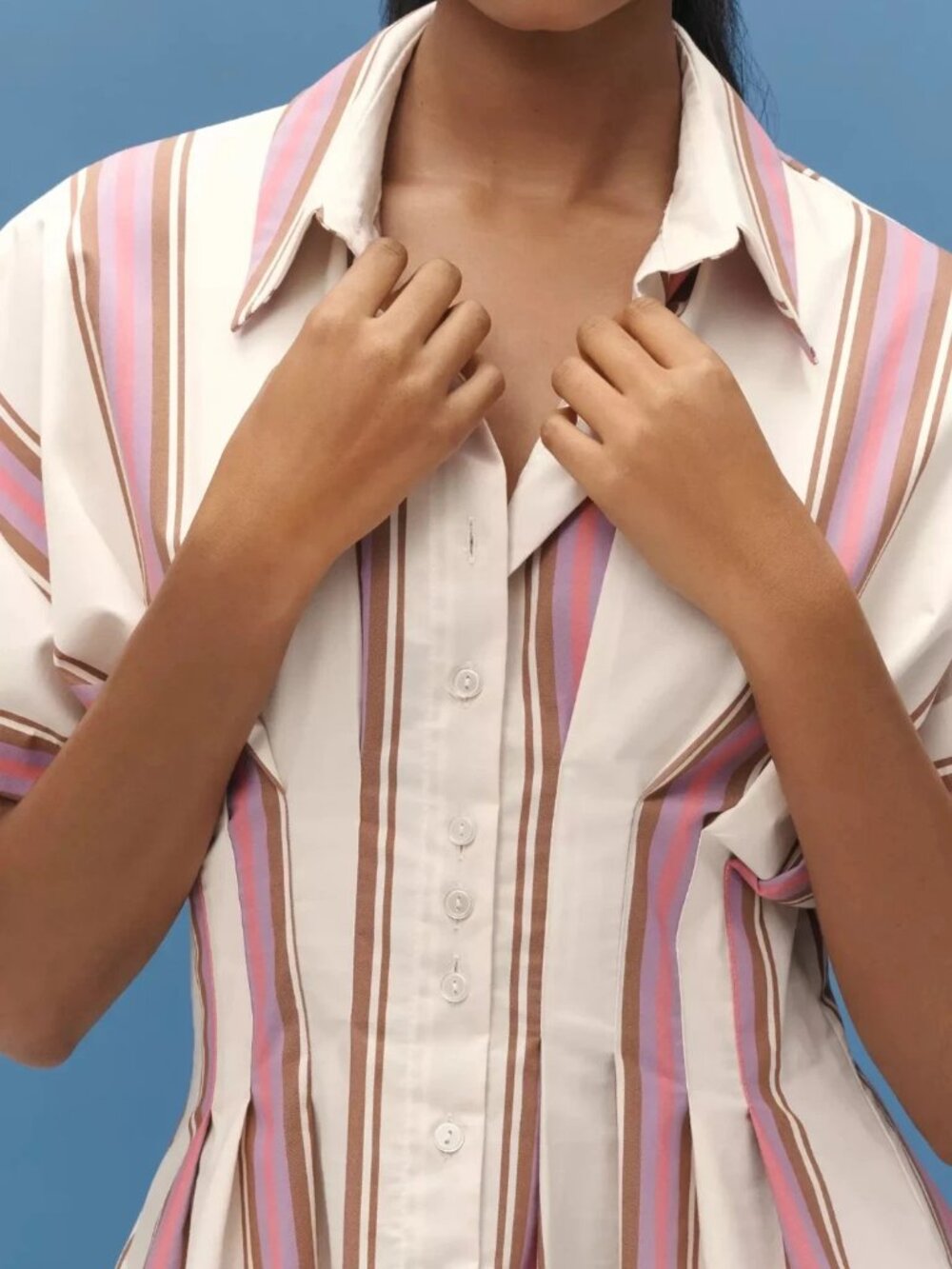 Anthropologie Exquise The Tobie Button-Front Shirt Dress Mini Pink Small - Picture 4 of 13
